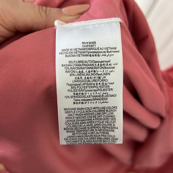 BCBGMAXAZRIA Linen Blend Short Sleeve A-Line Midi Day Dress 8 - Picture 8 of 8